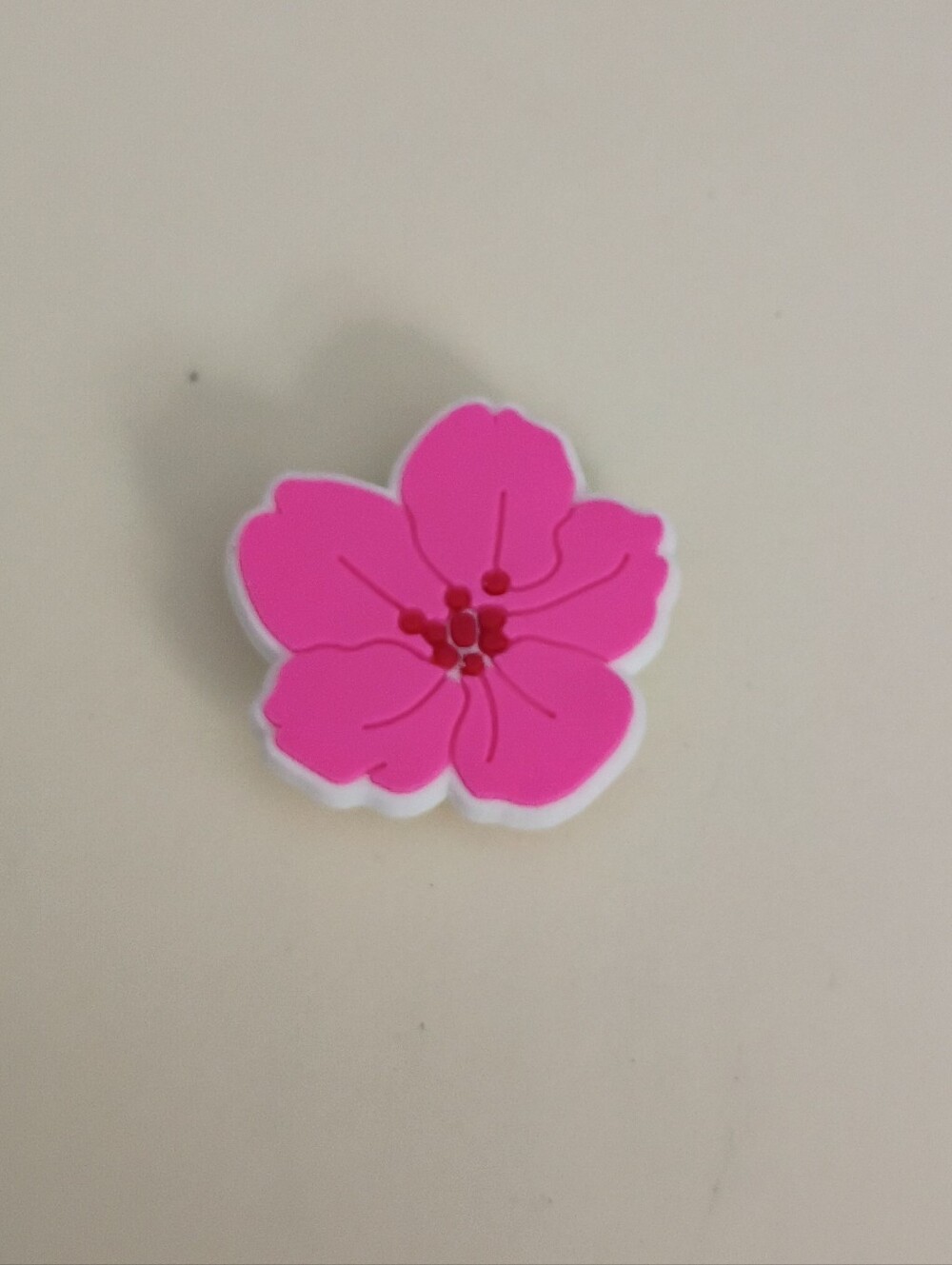 10 for $10 Jibbitz Croc Charm - Pink Flower 5 Petals With Red Pistol